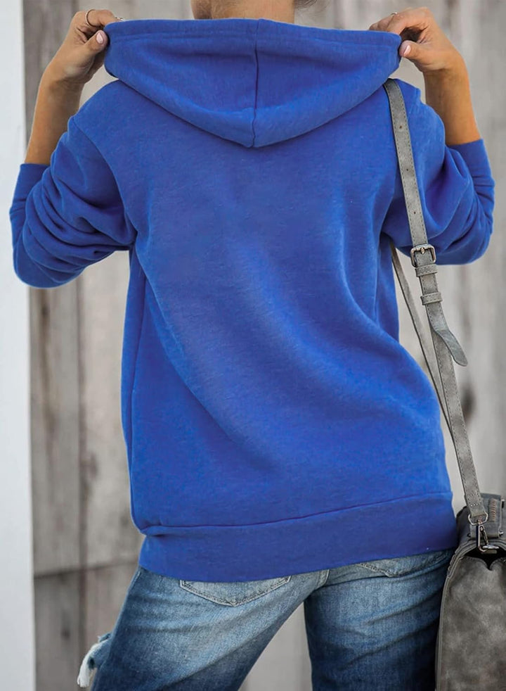Uusollecy Damen Sweatjacke Hoodie Sweatshirtjacke Pullover Oberteile Kapuzenpullover Einfarbig Full