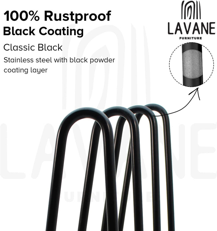 4" / 10cm Haarnadel Tischbeine, La Vane 4 Stück Modern-Stil DIY Metall Möbelfüsse Hairpin Legs mit B