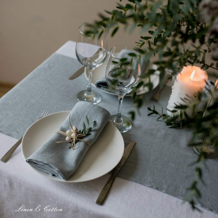 Linen &amp; Cotton Hochwertige 4 x Stoffservietten/Servietten Stoff/Leinenservietten Hygge - 100% Leinen