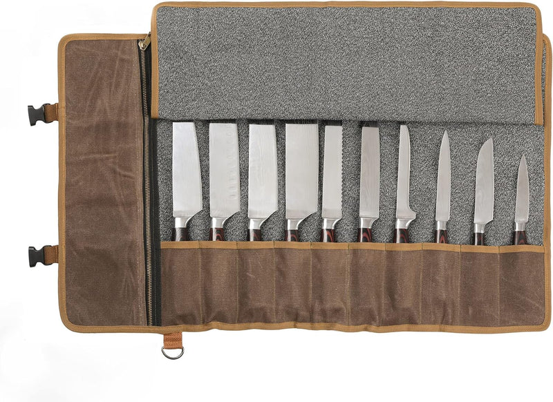 Denifiter Professionelle Kochmessertasche mit schnittfestem Material, strapazierfähigem 16oz gewachs