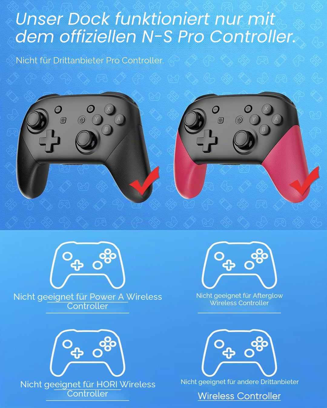 FASTSNAIL Ladestation Kompatibel mit Nintendo Switch&Switch OLED für Joy Cons， Controller Ladestatio