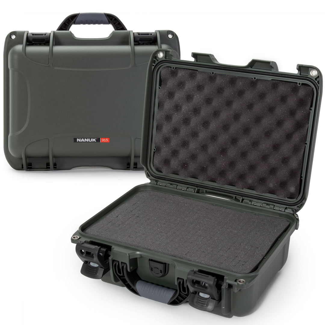 Nanuk 915 Wasserdichter Hartschalenkoffer Mit Plüschschaumeinlage - Olive Olive Cubed Foam, Olive Cu