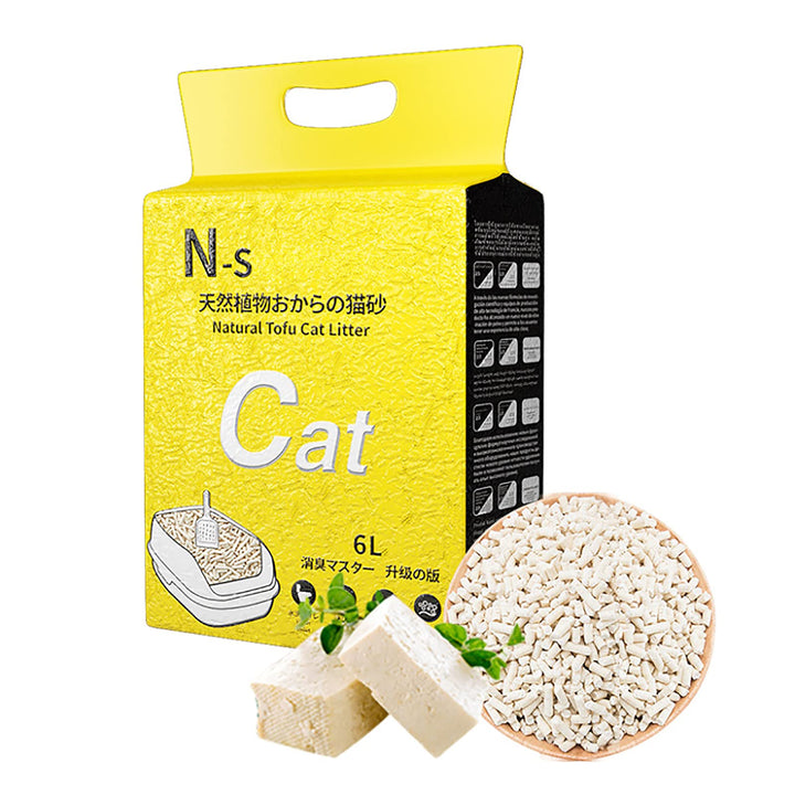 Spülbarer Tofu-Katzenstreu, natürliche Formel-Inhaltsstoffe, Desodorierung & Nullstaub & Ultra-Klump