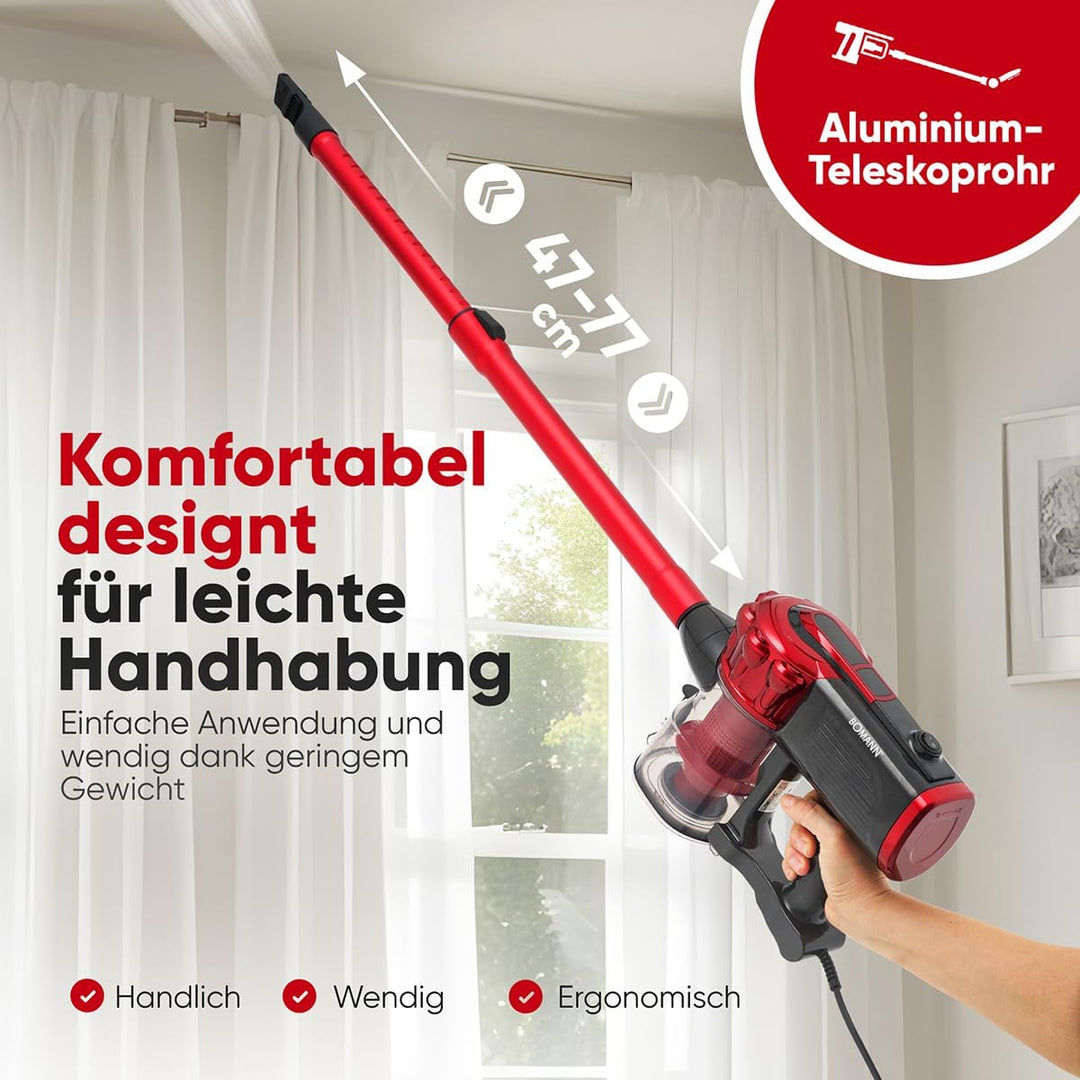 Bomann® 2in1 Staubsauger und Handstaubsauger mit 6,8m Kabel | Starke Saugleistung | für Auto und Hau