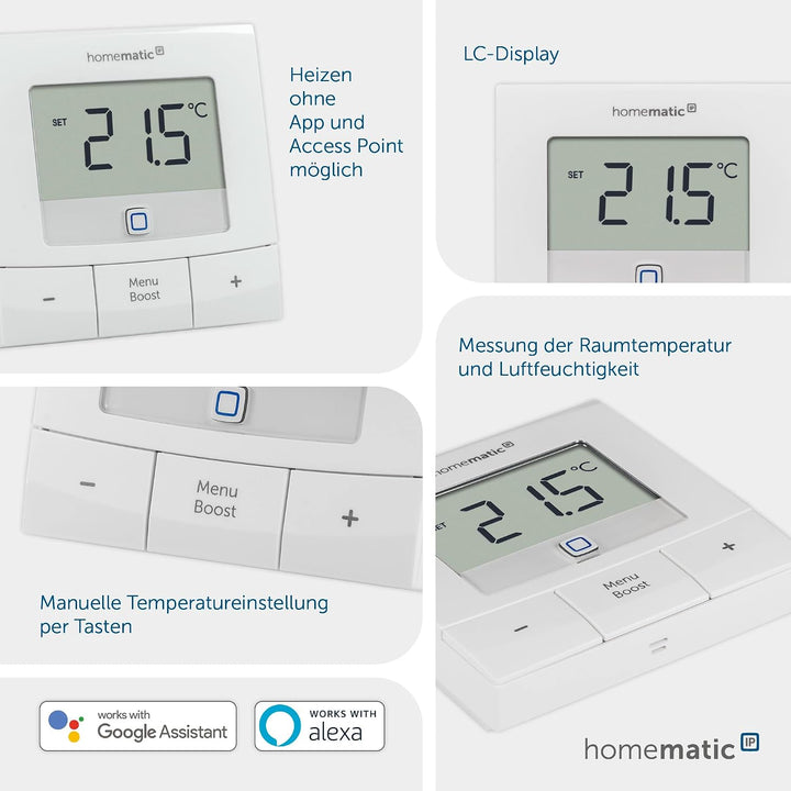 Homematic IP Smart Home Starter Set Heizen + Wandthermostat – basic, digitale Raumtemperaturmessung