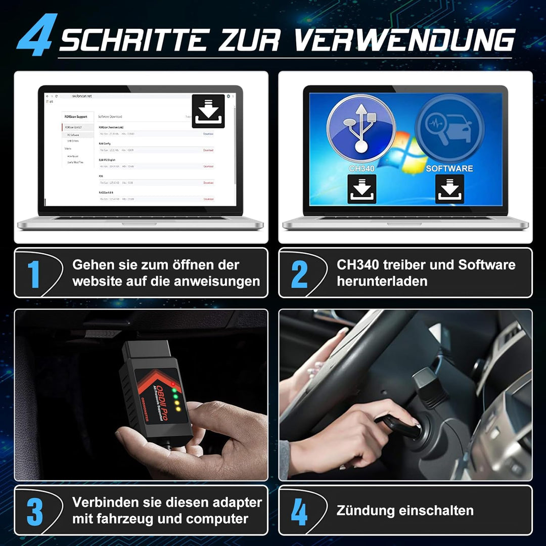 FORScan ELMconfig OBD2 Scanner Diagnosegerät Auto für Windows, Auto diagnose Codierungs Tool mit aut