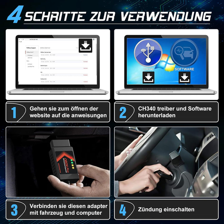 FORScan ELMconfig OBD2 Scanner Diagnosegerät Auto für Windows, Auto diagnose Codierungs Tool mit aut