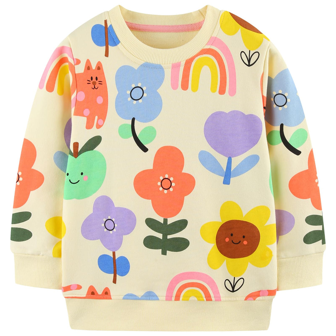 MUJOQE Mädchen Pullover für Kinder Langarmshirt Baumwolle Sweatshirt Winter Kleidung Langarm Tops 1-