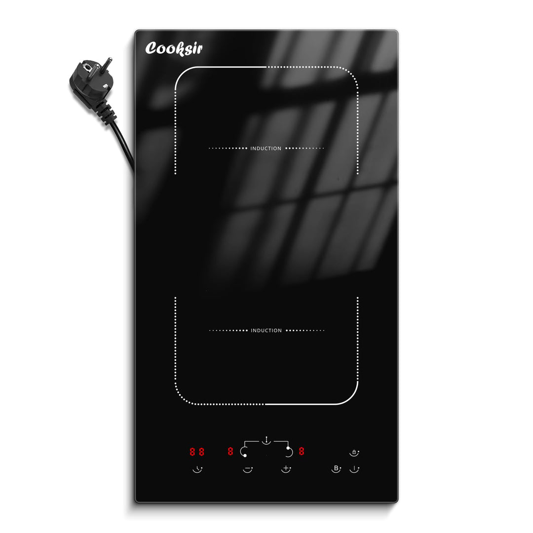 Induktionskochfeld 2 Zonen mit Stecker, Cooksir Kochfeld Induktion Doppel Autark, 3500W, Sensor-Touc