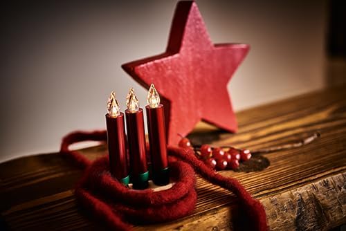 Lumix Kabellose LED Christbaumkerzen Superlight Mini Metallic Rot Erweiterungs-Set mit 6 Kerzen, Art
