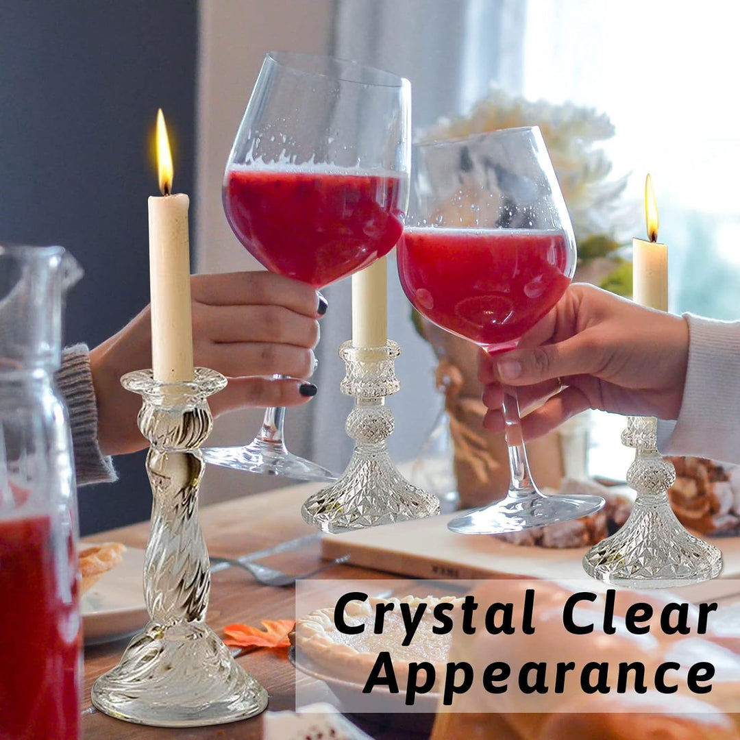 Kerzenhalter aus Glas – Set mit 8 transparenten Kerzenständern, Kristallkerzen, für alle formellen V