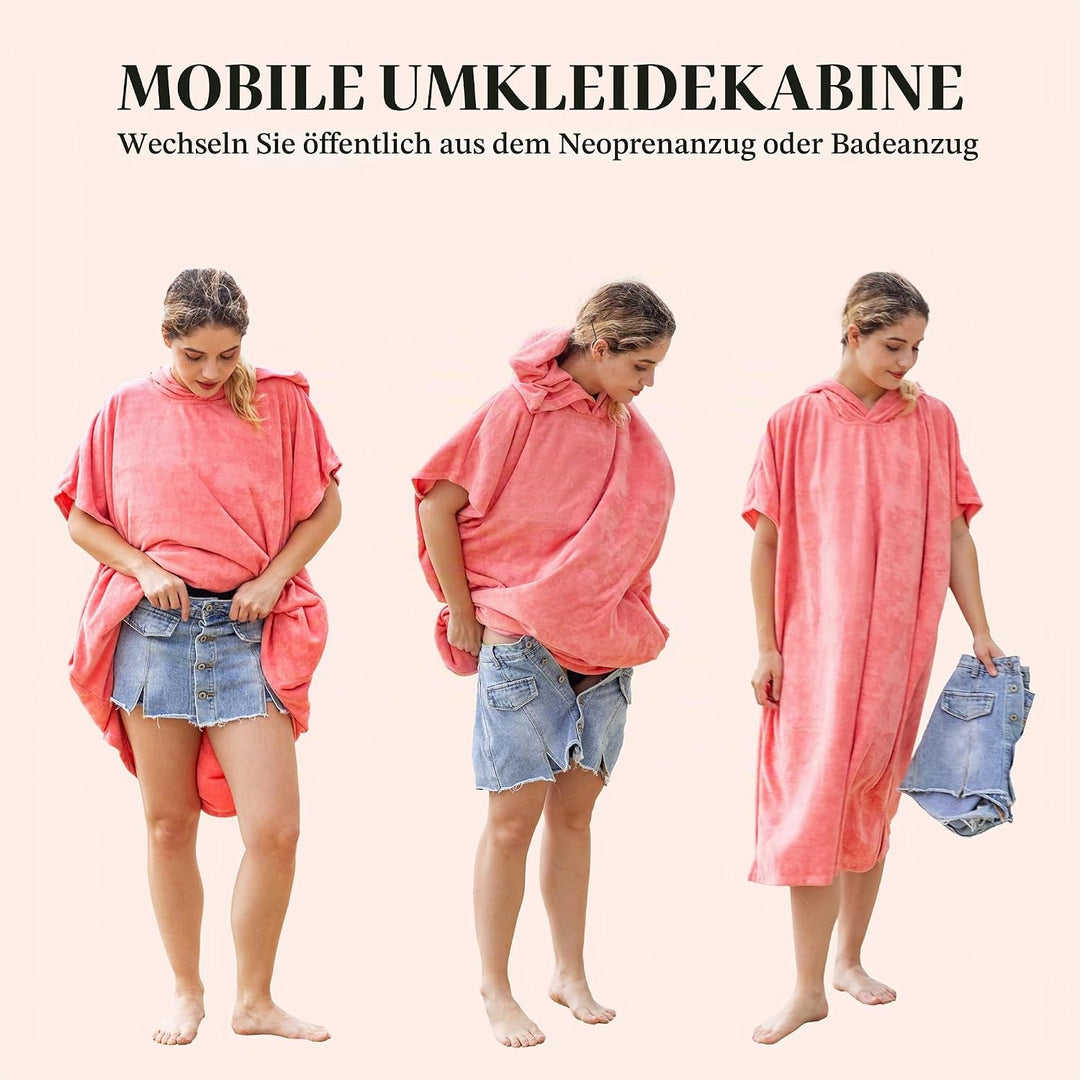 Kato Tirrinia Mikrofaser Surfponcho Handtuchkleid Badeponcho Damen Herren, Lang Surf Poncho Sauna Ba
