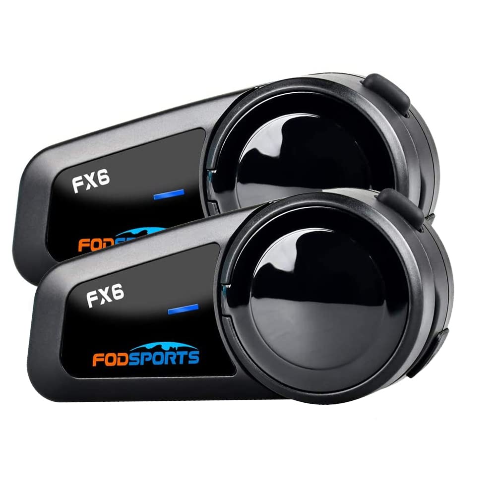 Fodsports FX6 Motorrad Bluetooth Headset, Intercom Motorrad Kommunikationssystem für 6 Motorräder mi