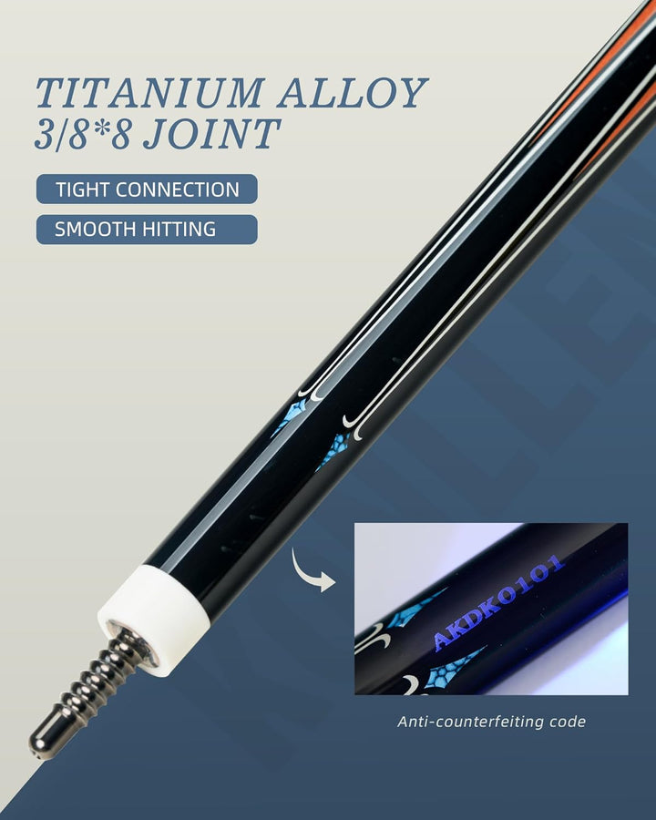 KONLELN Carbon Billard Queue 58 Zoll – Low Deflection Carbon Schaft, 12,5 mm Mehrschicht-Spitze, Pro