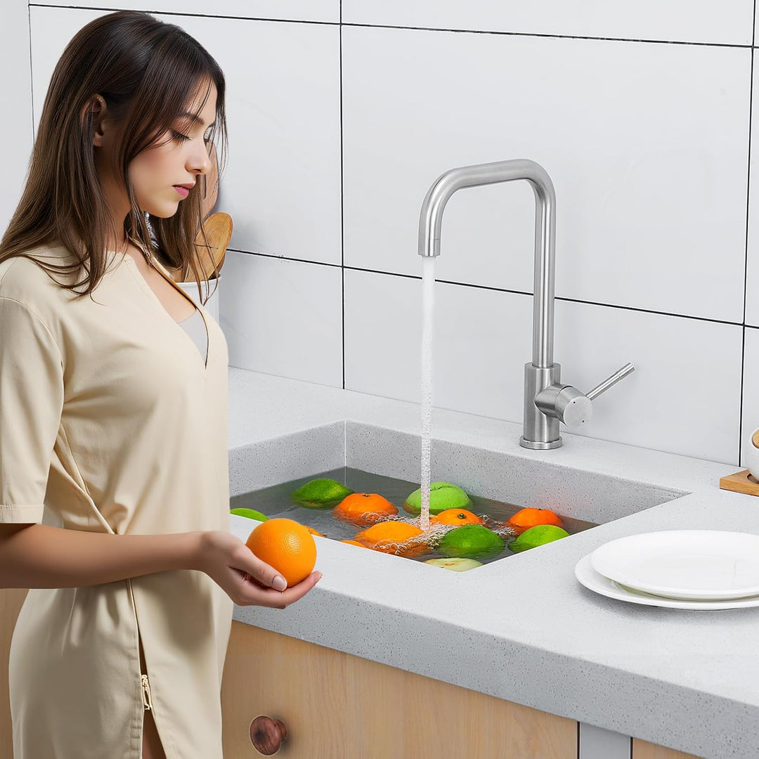 CECIPA Wasserhahn Küche Edelstahl, Küchenarmatur Hochdruck 360° Drehung, Mischbatterie Küche aus Ede