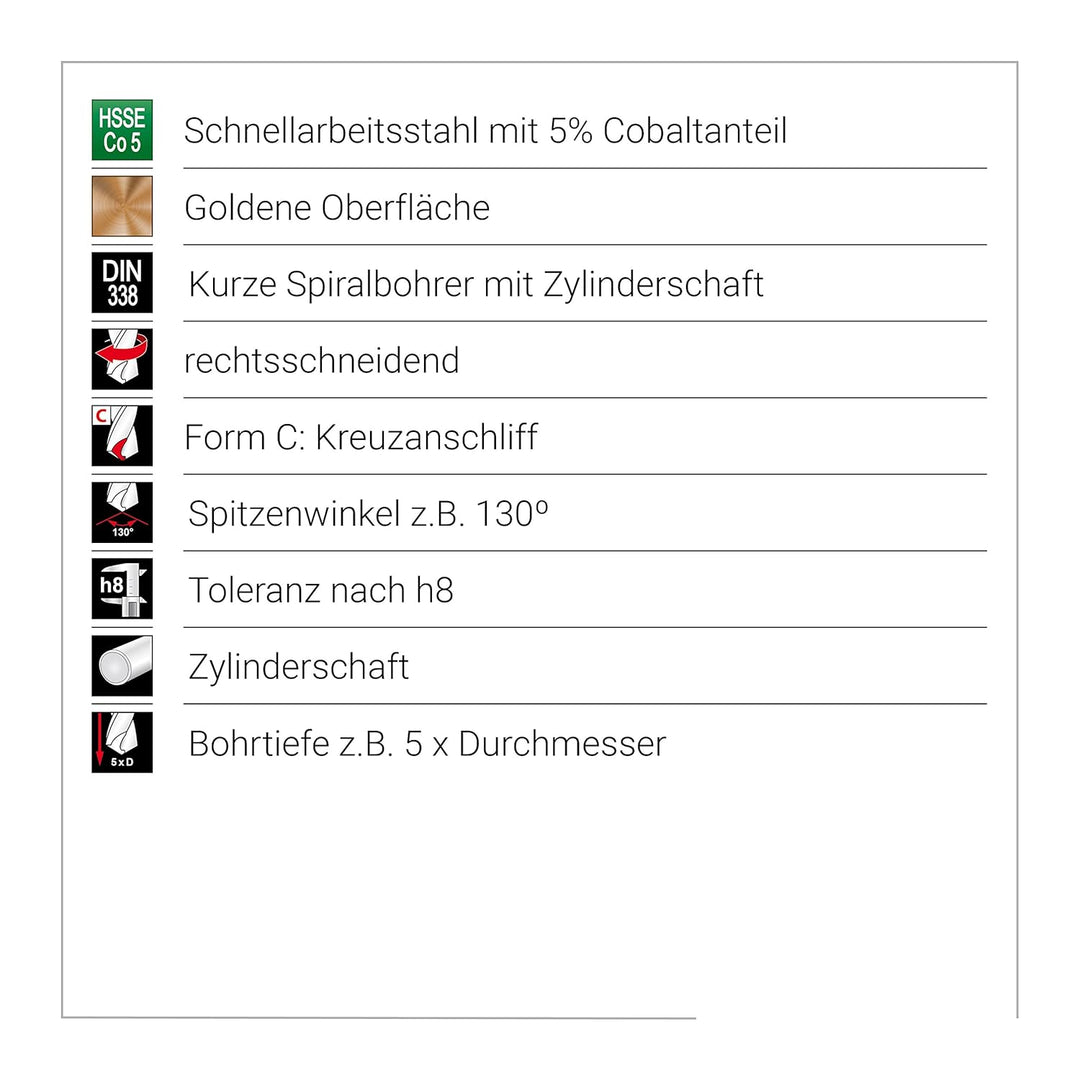 Ruko A215215RO Spiralbohrer-Satz DIN 338 Typ N HSSE-Co5 in ABS Kunststoffkassette