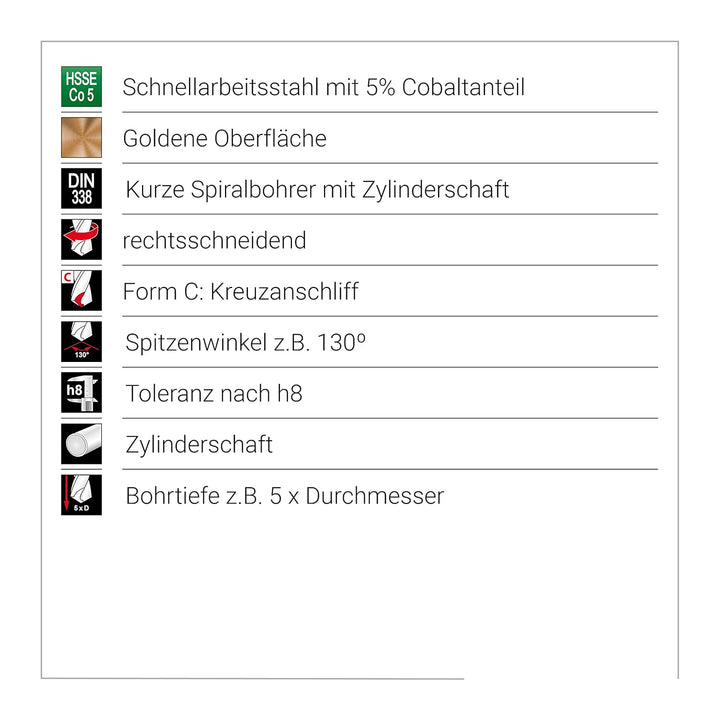 Ruko A215215RO Spiralbohrer-Satz DIN 338 Typ N HSSE-Co5 in ABS Kunststoffkassette