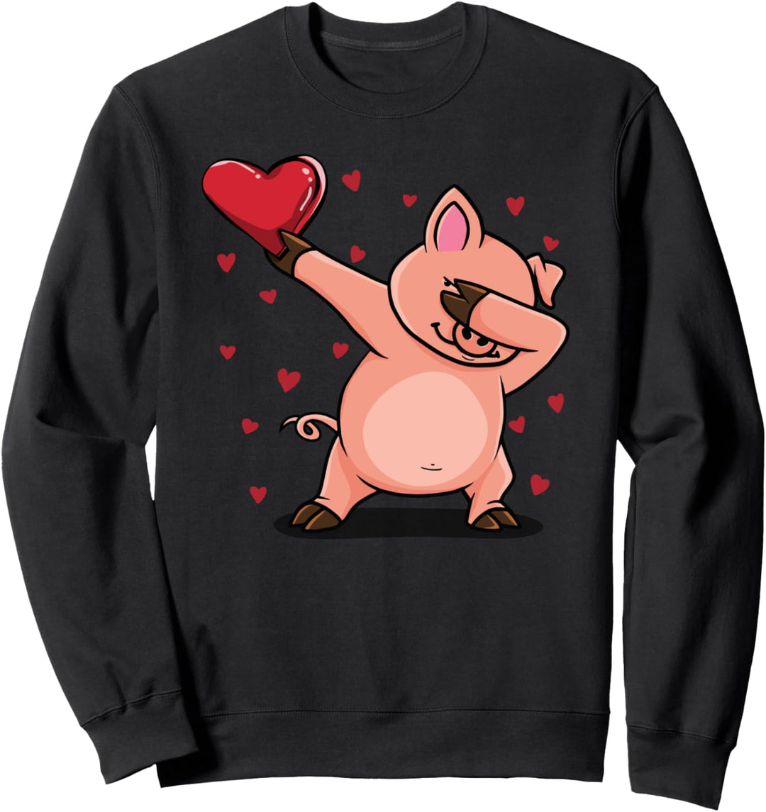 Tupfender Schwein & Herz - Lustige Valentinestag Geschenke Sweatshirt