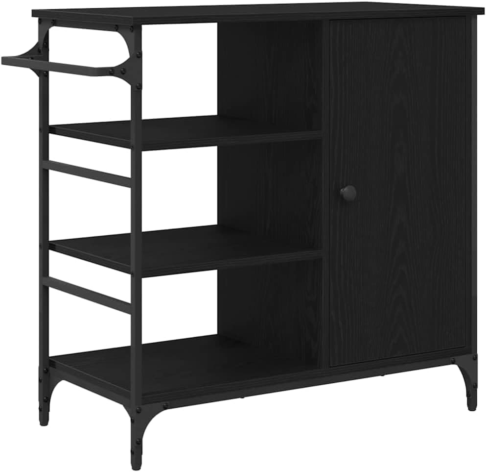 vidaXL Küchentrolley Schwarz Eichen-Optik 87,5 x 39 x 84,5 cm, Moderner rechteckiger Küchentrolley,