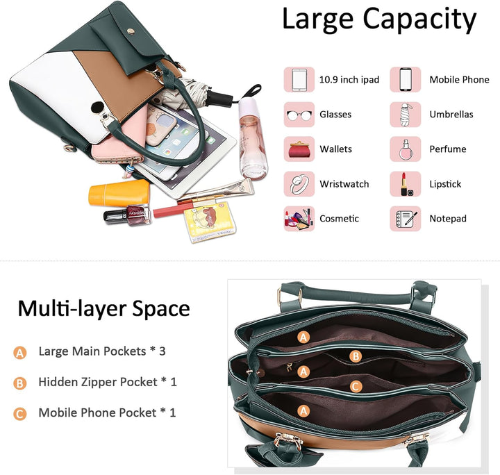 DORRISO Leicht Damen Handtasche Elegant Henkeltasche mit Mode Kleine Geldbörse für Einkaufen Reise U