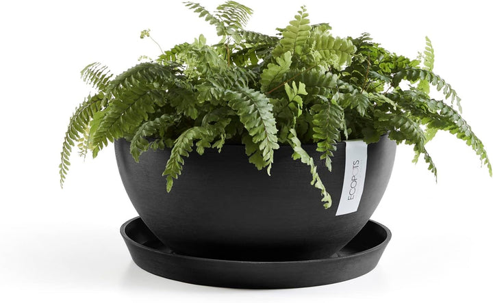 ECOPOTS Pflanzschale Blumentopf Brüssel Dunkelgrau - Durchmesser Ø 35 cm rund gross - Pflanzentopf a