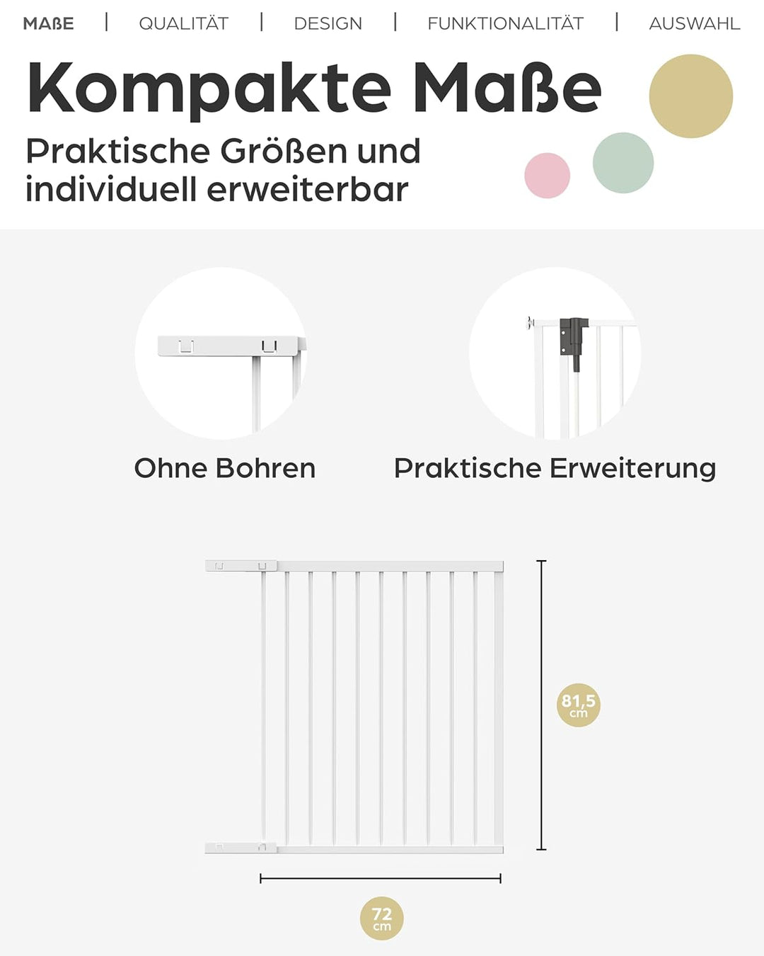 Geuther Verlängerung Türschutzgitter Easylock Plus I Weiss, 72 cm Metall I stabile Erweiterung für T