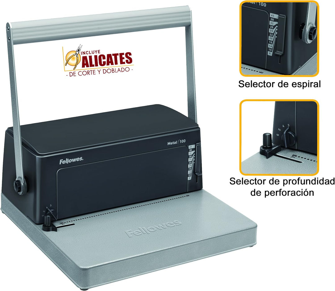 Fellowes Metal 100 Metall-Bindegerät, manuell ohne Einschubwalze, ohne Einschubwalze