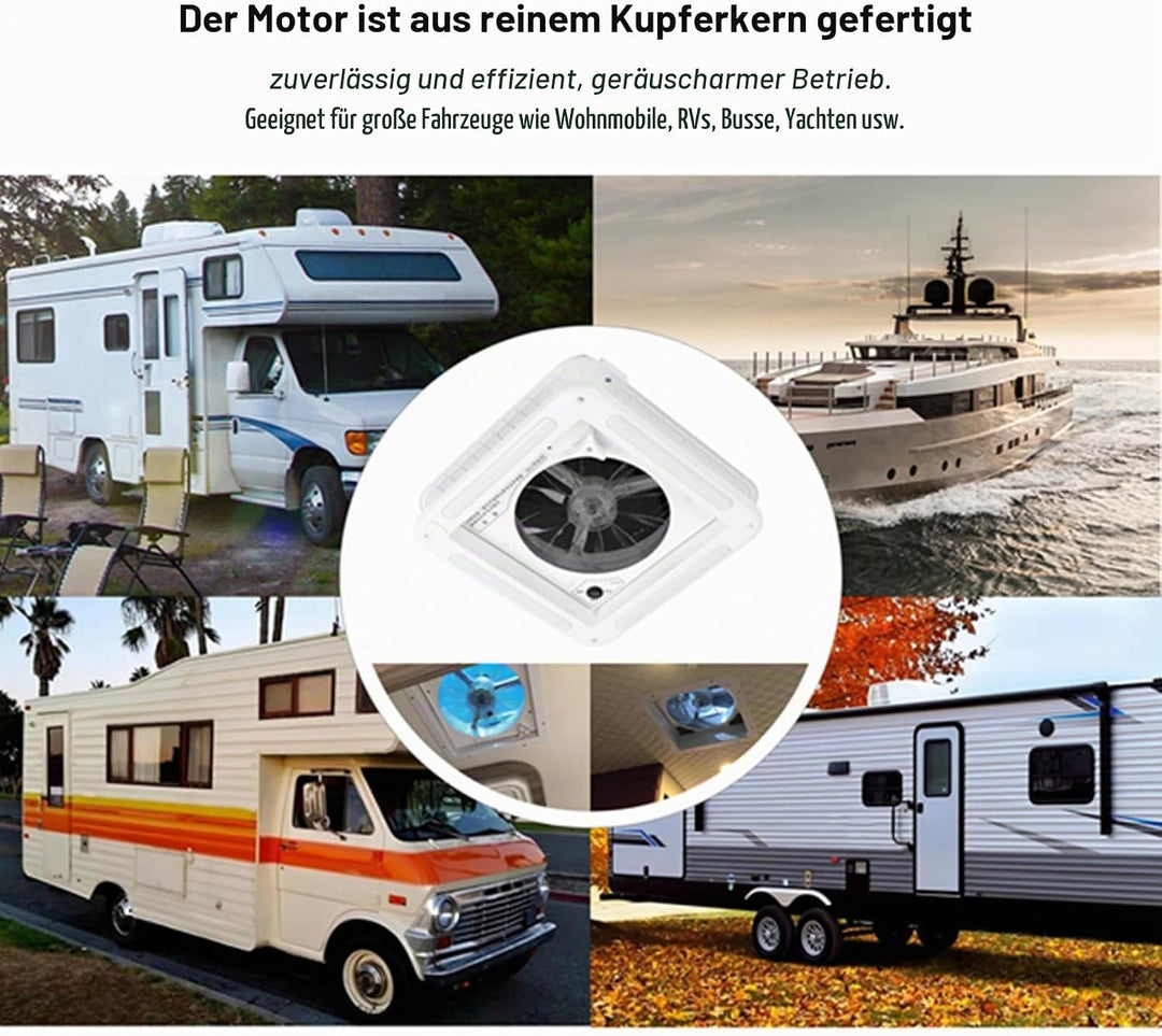 Bewinner 12 V Wohnmobil Dachlüfter 11 Zoll, 2 Wege Luftbelüftung mit LED Licht, ausgestattet mit Ede