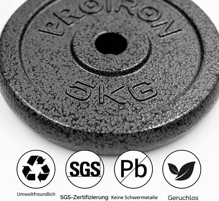 PROIRON Hantelscheiben Set Gusseisen mit 25mm Bohrung, 1,25kg/2,5kg/5kg/10kg Guss Scheiben Gewichte