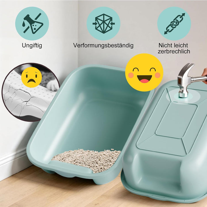 3-in-1 Katzenklo, mit deckel, Zvonema Katzentoilette hoher Rand, niedriger Einstieg für Kätzchen & S