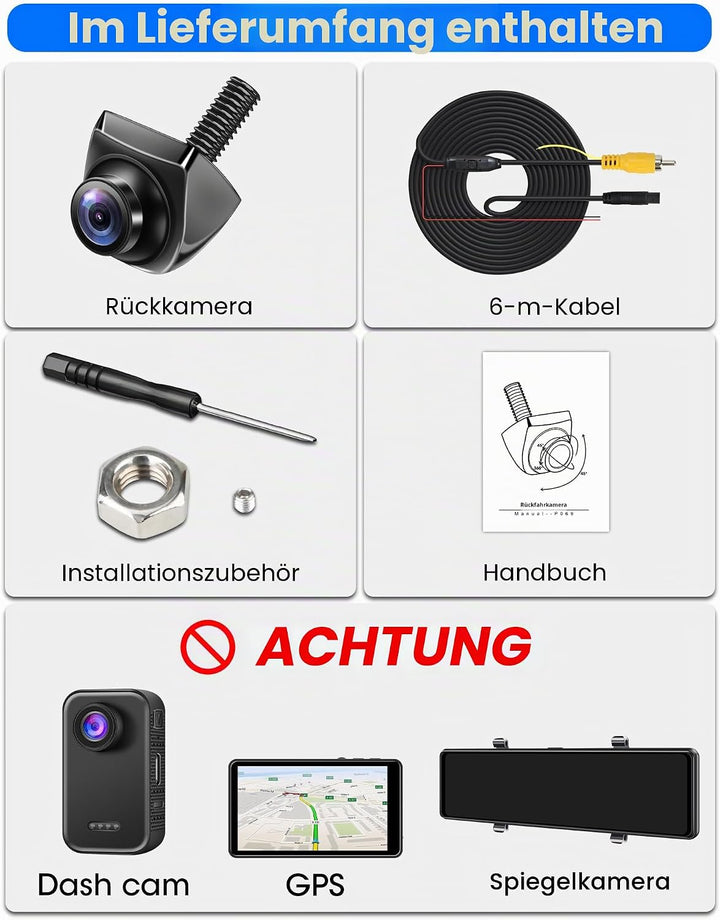 Rückfahrkamera AHD 1080P/AHD 720P/CVBS/PAL Rückfahrkamera Auto, 360° Drehbar Auto Rückfahr.kameras U
