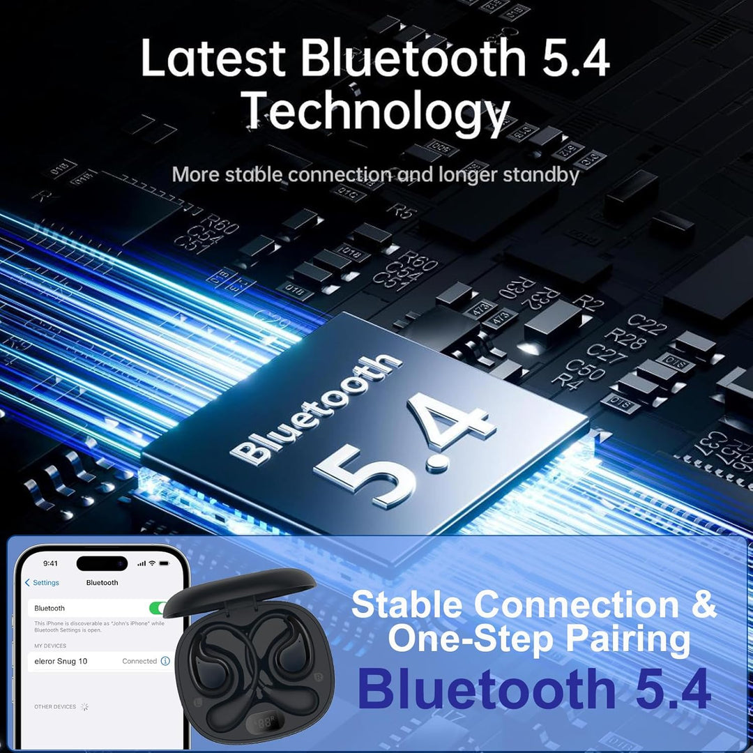 Snug 10 Open-Ear Sport Bluetooth-Ohrhörer – Ultraleichte kabellose Kopfhörer mit Ohrbügel, sicherer