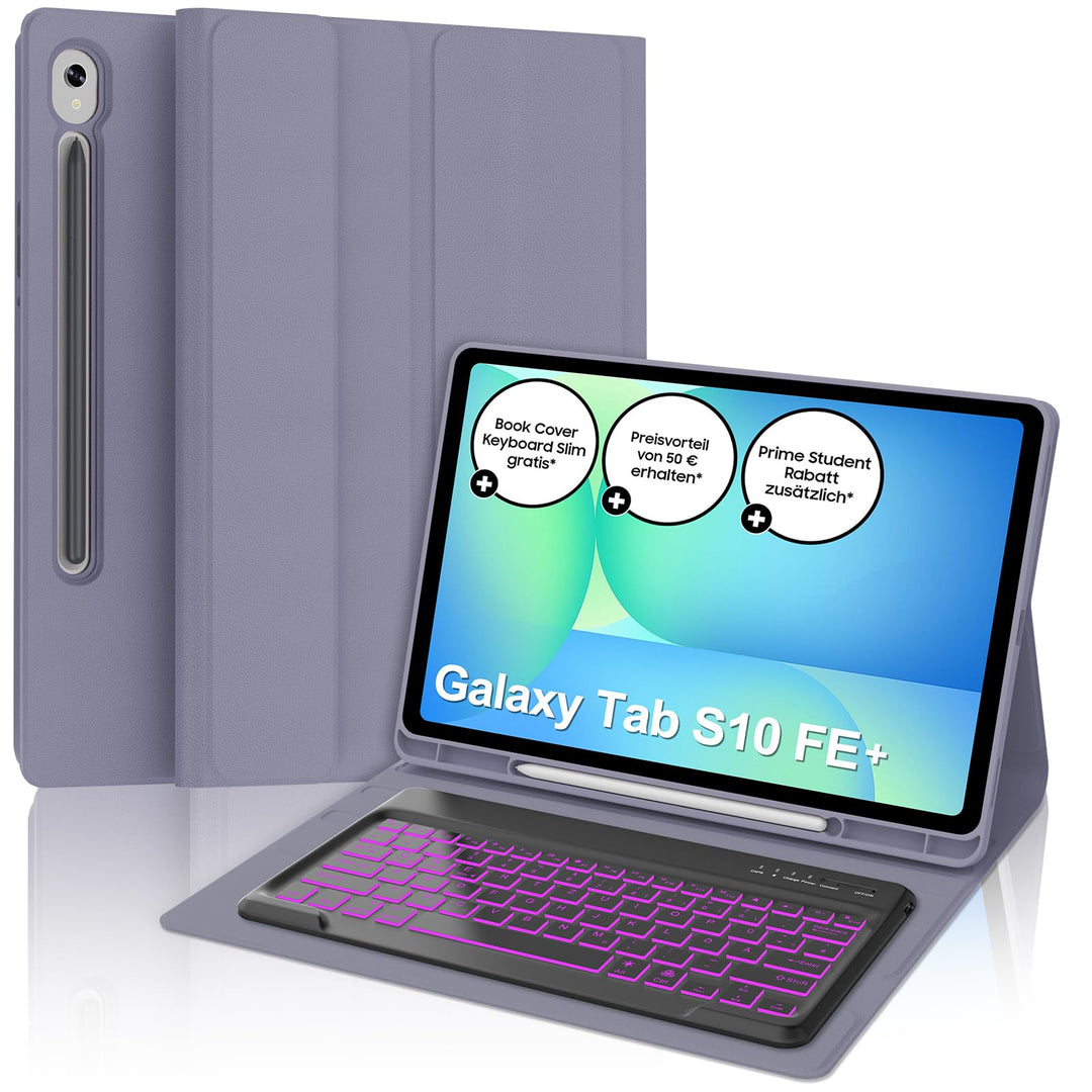 IVEOPPE Hülle mit Tastatur für Samsung Galaxy Tab S10 FE+ 13.1 Zoll, Deutsches QWERTZ-Layout, Tastat