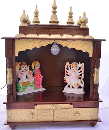 Jodhpur Handicrafts Hölzerner Heimtempel/Hölzerner Pooja Mandap/Pooja Tempel/Pooja Mandir mit Birne