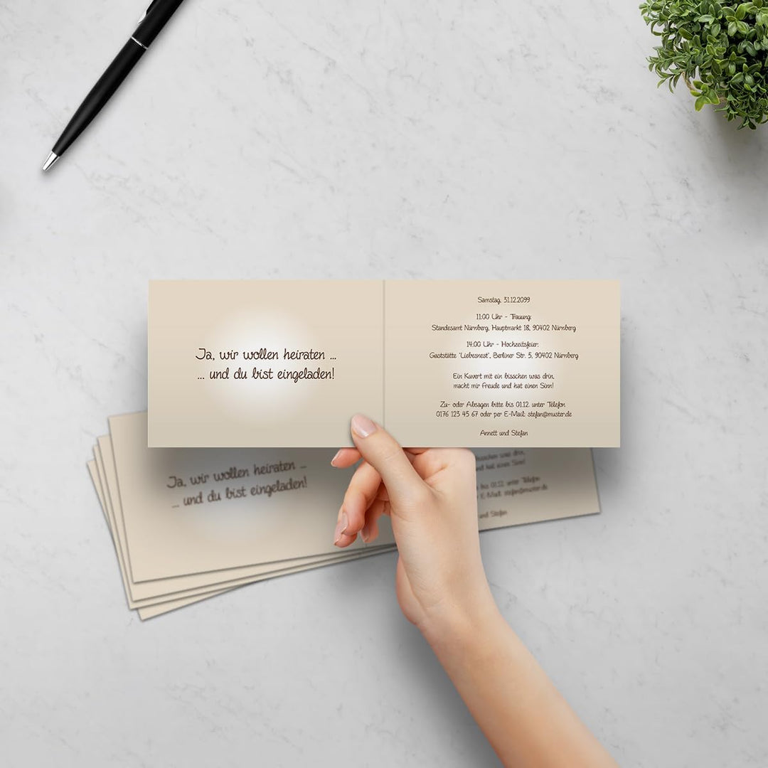 Individuelle Hochzeitseinladung (ab 10-100 Stück selbst gestalten) Liebesbaum Klappkarten Einladung