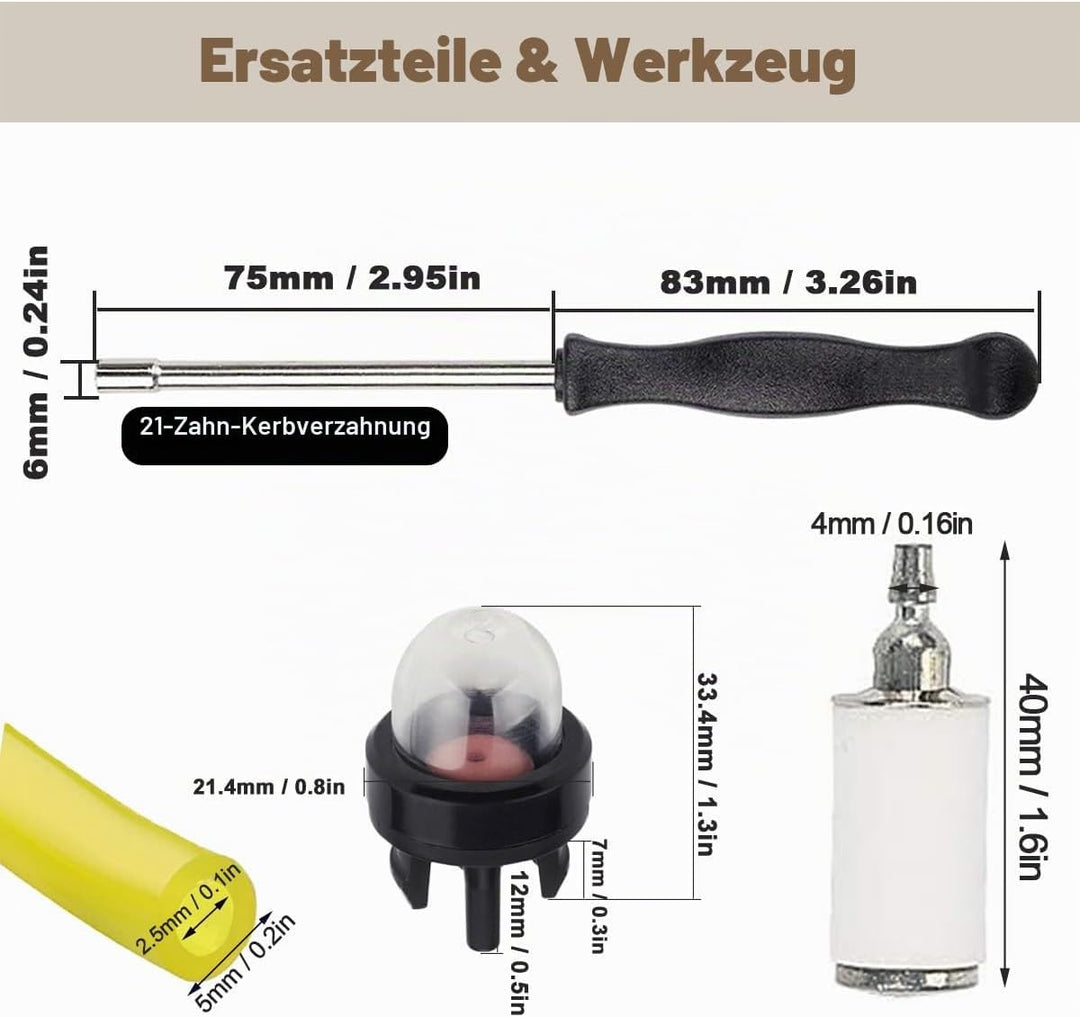 ZAMDOE Vergaser-Set für Husqvarna 584901401 525L 525LS 525LST 525ES 325HE3 325HE4 525RXT Rasentrimme