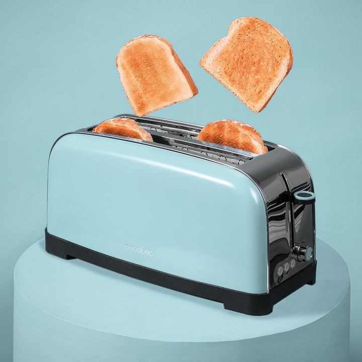 Cecotec Vertikaler Toaster mit 2 langen Schlitzen Toastin' Time 1500 Blau. 1500 W, 4 Brotscheiben, 3