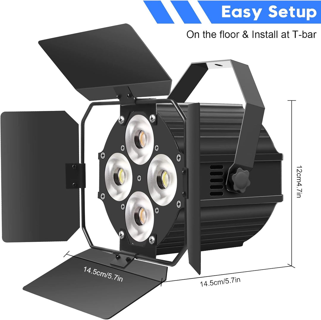 ZonQoonz 2PCS 120W COB Par Licht, 4 LED Par Strahler 2 in 1 kalt/Warmweiss Lichteffekte mit Verdunke