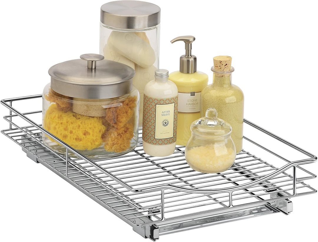 Lynk Organizer aus Chrom Ausziehbares Regal unter dem Schrank, Metall, 11" W x 21" D, 11" W x 21" D