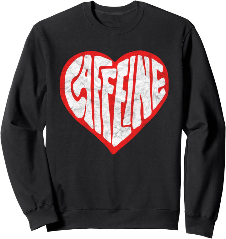 Vintage Caffeine Love Heart Typography Coffee & Tea Graphic Sweatshirt