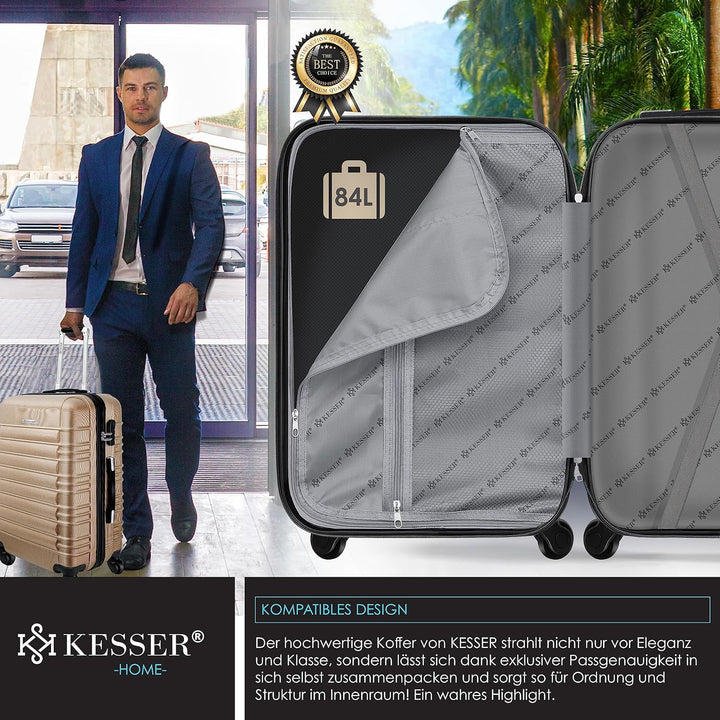 KESSER® Reisekoffer Mittlerer Hartschalen-Koffer Inkl. Kofferwaage + Gepäckanhänger Trolley Gepäck R