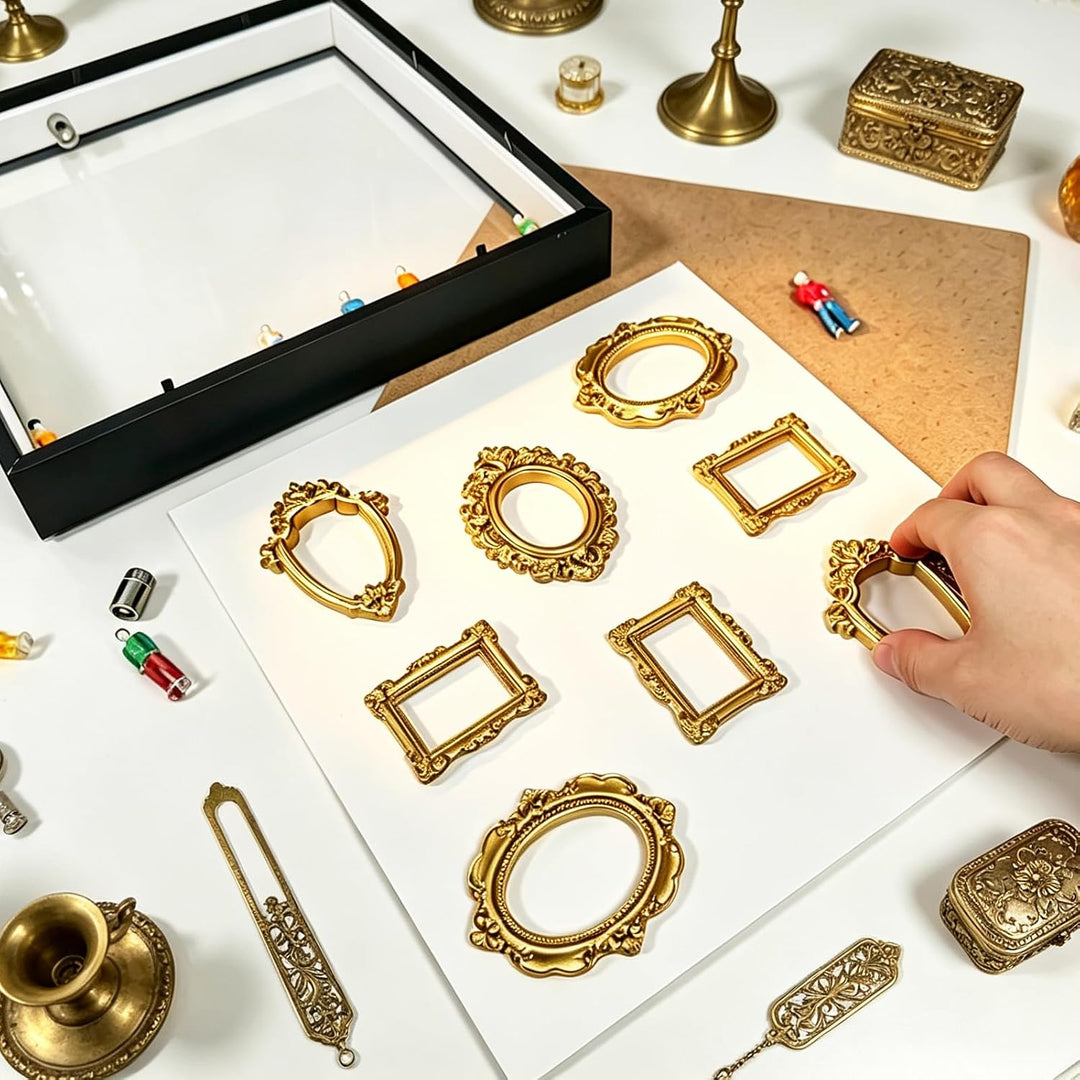 Kleine Bilderrahme Mini mit LED Licht, Mini Museunm Bilderrahmen Vintager, DIY Museum Silhouetter Bo
