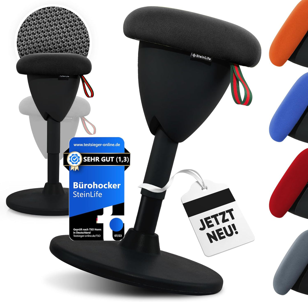 SteinLife Cone Bürohocker Ergonomisch [TESTSIEGER] Sitzhocker Höhenverstellbar [48-68cm] Ergonomisch