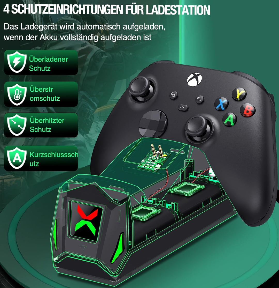 Controller Ladestation mit 2x5520mWh Akku für Xbox Serie X|S, Battery Pack für Xbox One/One S/X/Elit