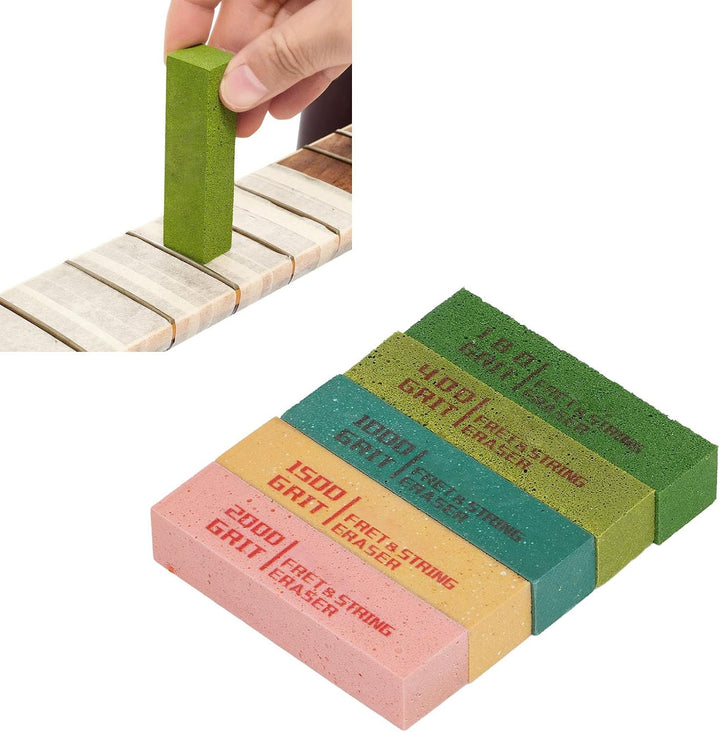 5pcs Guitar Fret String Eraser 180 400 1000 1500 2000 Körnchen Bund Poliergummiblöcke für Bässe Ukul