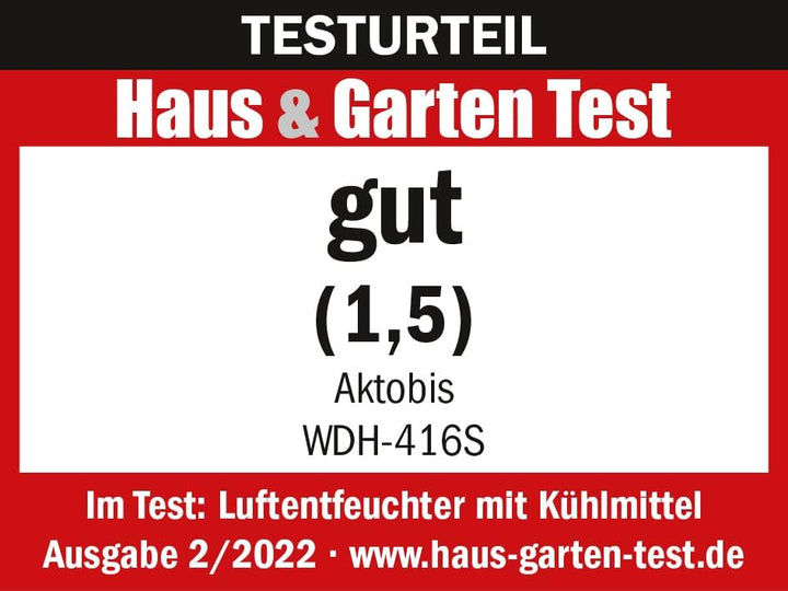 Aktobis WDH-416S elektrischer Luftentfeuchter | 20 L/T, bis 40 m² | energieeffizient, ca. 260W im Da