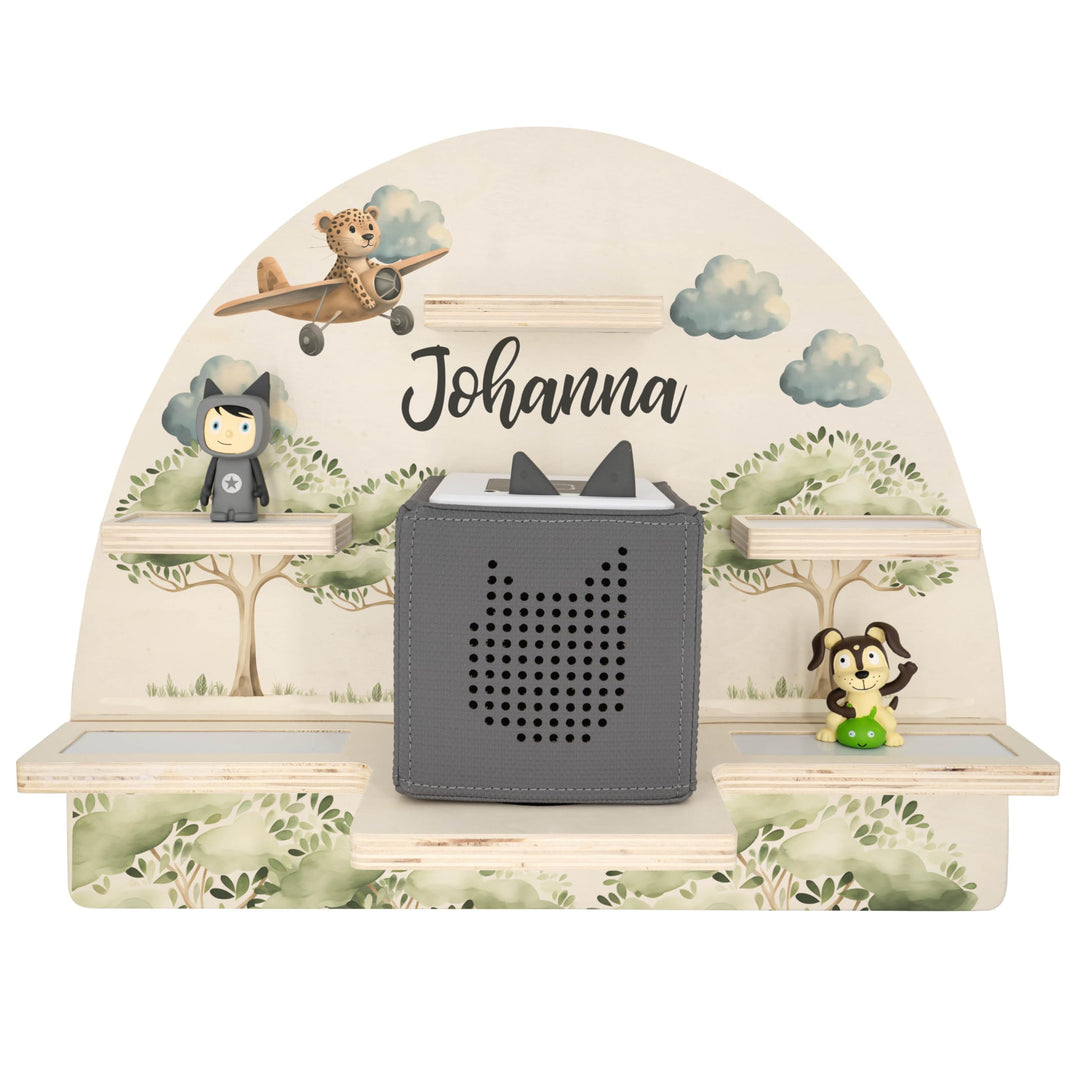 Geschenkfreude Personalisiertes Toniebox Regal für Kinderzimmer - Kinder Wandregal für Tonie Hörfigu
