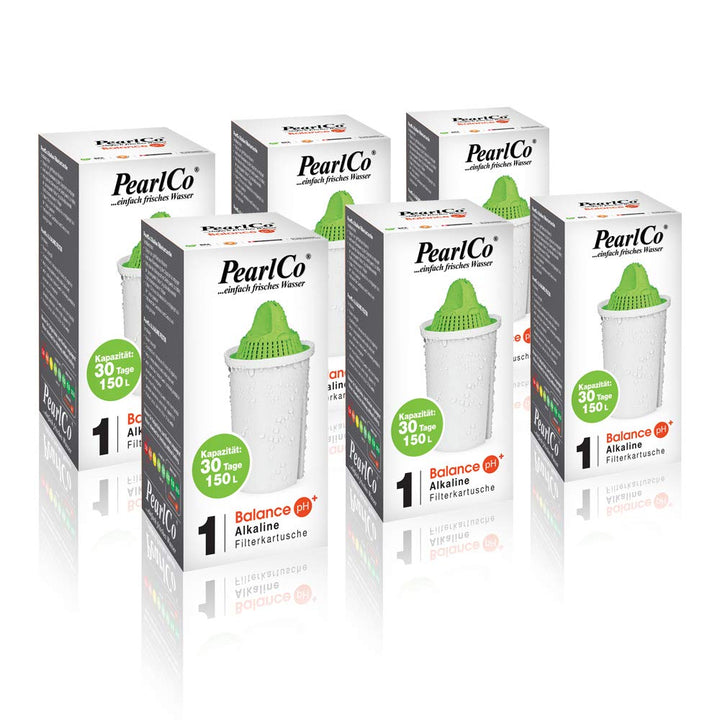 perlopur Filterkartuschen Alkaline classic (Pack 6) für basisches Wasser | Hebt pH-Wert des Wassers