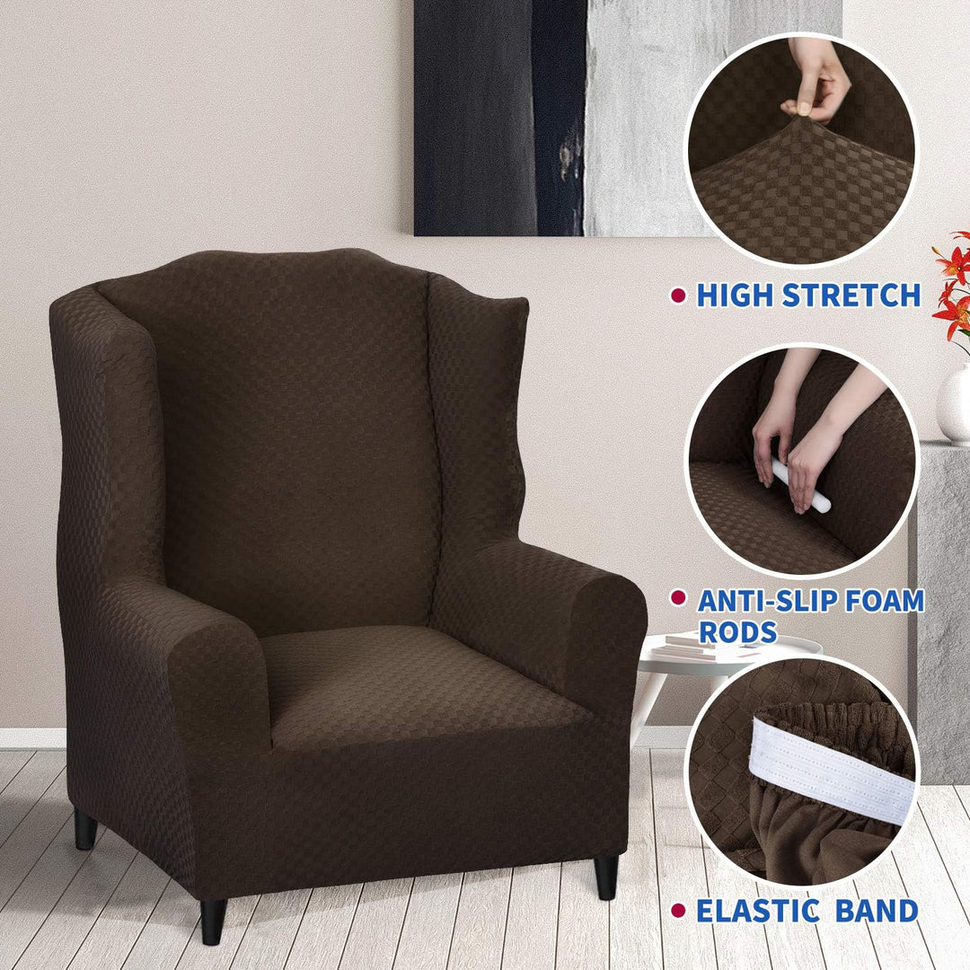 MAXIJIN Elastischer Sesselbezug mit Ohren 1 Stück Jacquard Sofaschutz Kopfstütze Sofabezug Sessel mi