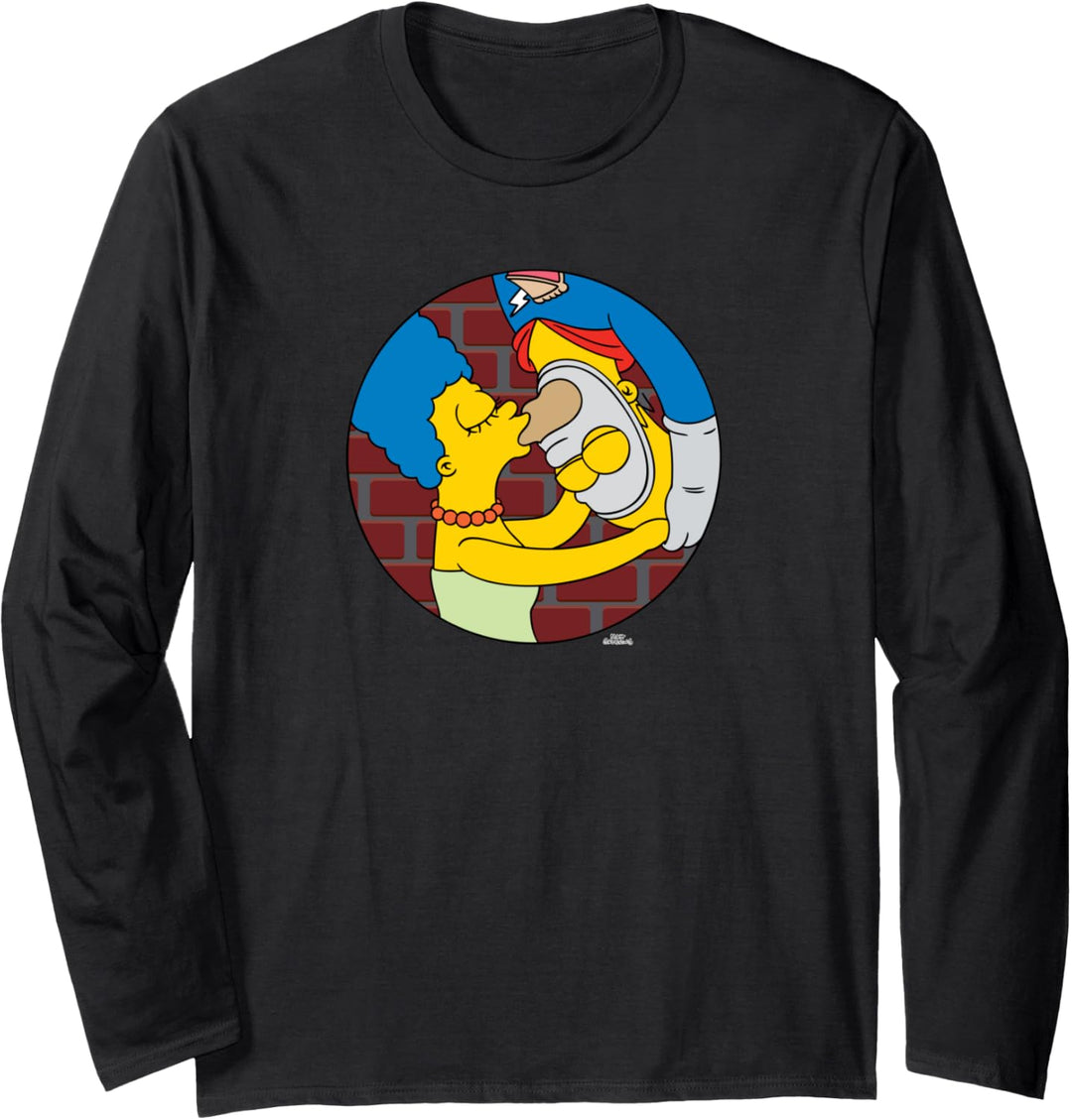 The Simpsons Marge and Homer Pie Man Upside Down Kiss Langarmshirt